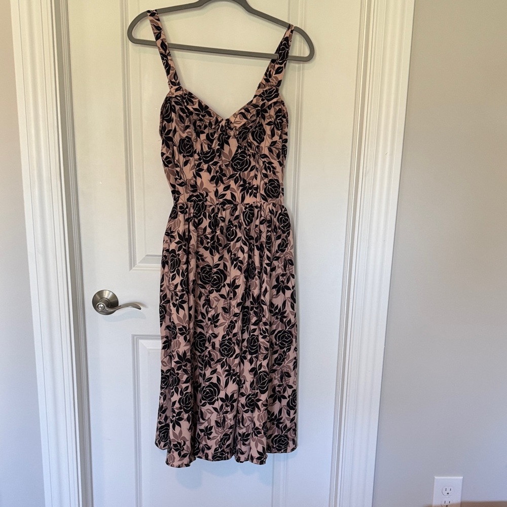 Pinup Couture Pink and Black Floral Midi Dress